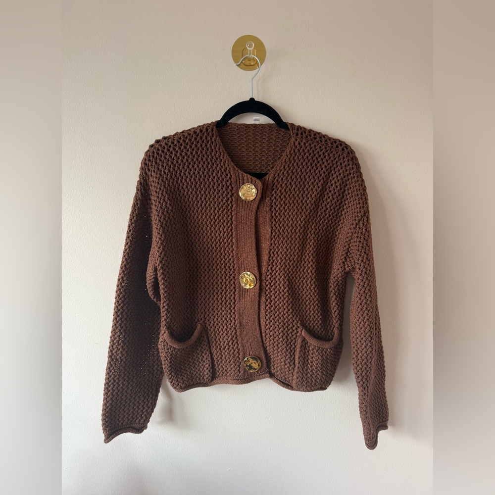 Anthropologie Chocolate Brown Knit Cardigan